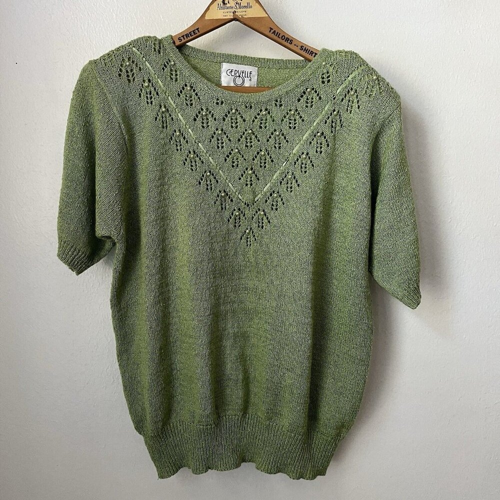 Vintage Olive Lace Knit Sweater